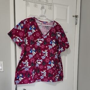 Disney Olaf Chill Out Snowman Print Scrub Uniform Top
